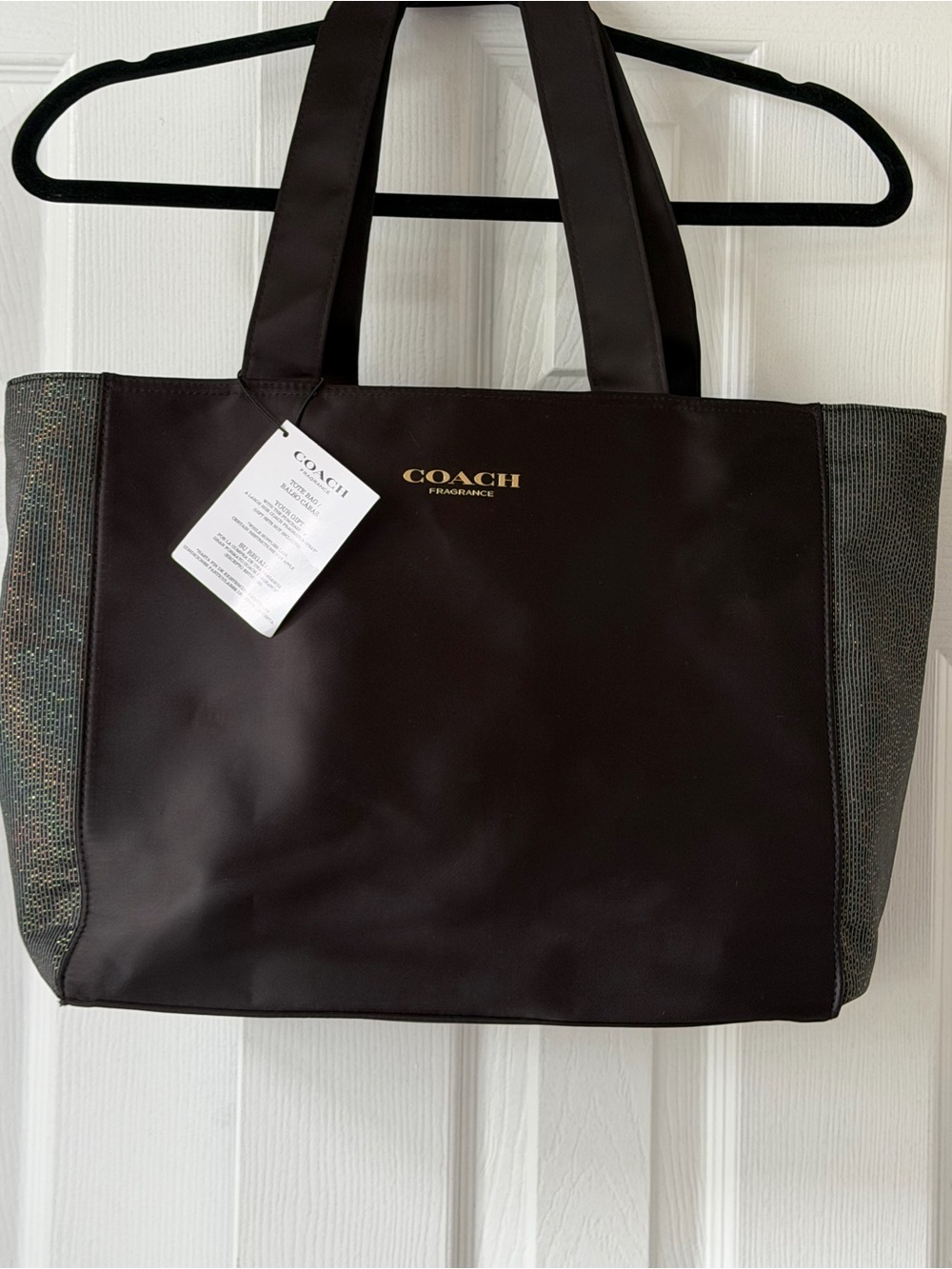 NWT COACH FRAGRANCE ✨🖤 Black & Gold Metallic Tote - Picture 1 of 13